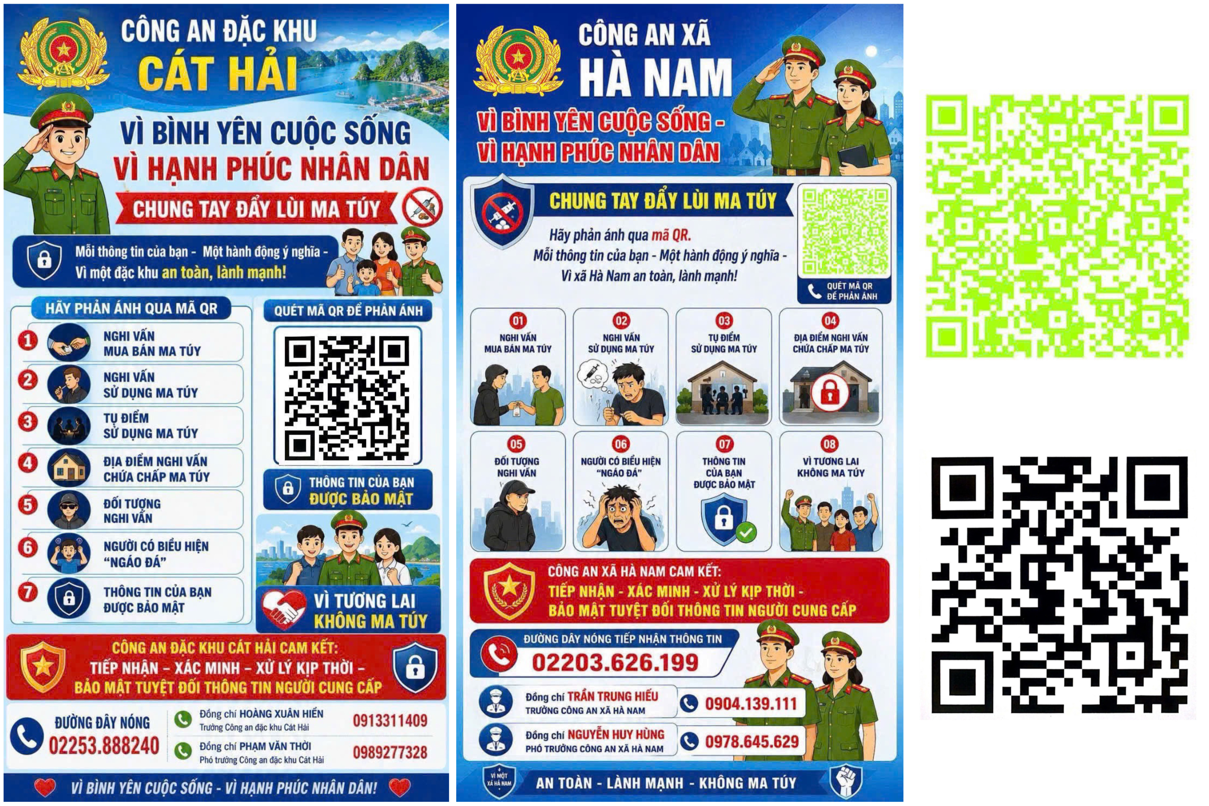 Công an xã Hà Nam và Công an đặc khu Cát Hải ra mắt mô hình mã QR tiếp nhận phản ánh, tố giác về ma tuý